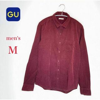 ジーユー(GU)のGU ジーユー　コーデュロイ 長袖シャツ　M　ワイン　メンズ　コットン100%(シャツ)