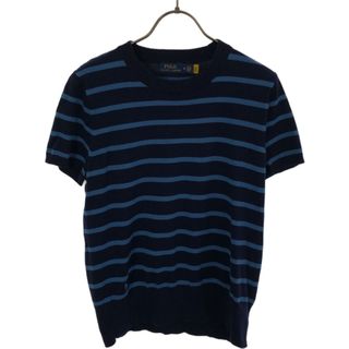 ポロラルフローレン(POLO RALPH LAUREN)のポロラルフローレン 半袖 コットンニット セーター M ブルー×ネイビー POLO RALPH LAUREN レディース(ニット/セーター)