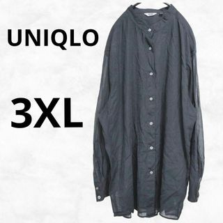 ユニクロ(UNIQLO)の【UNIQLO】ユニクロ シャツ（3XL）ブラック コットン ゆったり 薄手(シャツ/ブラウス(長袖/七分))