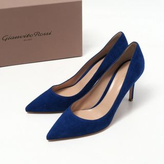 ■未使用品■Gianvito Rossi ジャンヴィト ロッシ《GIANVITO85》スエード ポインテッドトゥ パンプス 靴 サイズ41 ブルー イタリア製 20230113/GM6174(ハイヒール/パンプス)