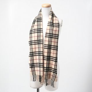 バーバリー(BURBERRY)の■美品■BURBERRY BLUE LABEL バーバリーブルーレーベル チェック フリンジ マフラー ベージュ ノバチェック ブランド古着【中古】20230118/GM6392(マフラー/ショール)