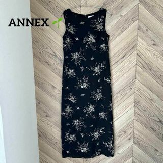 【値下げ可能】ANNEX　ロングワンピース　黒　花柄　スリット　春夏【即発送】(ロングワンピース/マキシワンピース)