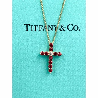 ティファニー(Tiffany & Co.)の美品TIFFANY&Co.ティファニークロスルビーダイヤモンドネックレススモール(ネックレス)