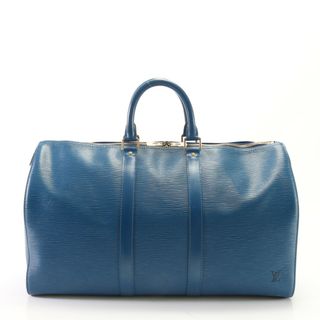 ルイヴィトン(LOUIS VUITTON)の極美品 ルイヴィトン エピ キーポル 45 トレドブルー M42975 レザー ボストン バッグ トート 出張 旅行 トランク メンズ EEM AD2-9(ボストンバッグ)