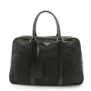 プラダ(PRADA)の極美品 プラダ テスート ナイロン レザー ボストン バッグ 三角ロゴ トート 出張 旅行 トランク ブラック 黒 A4 メンズ EEM AD8-8(ボストンバッグ)