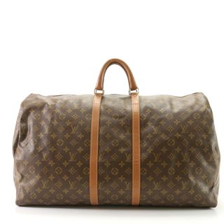 ルイヴィトン(LOUIS VUITTON)の美品 ルイヴィトン モノグラム キーポル 60 M41422 レザー ボストン バッグ トート 出張 旅行 トランク A4 メンズ EEM AD9-9(ボストンバッグ)