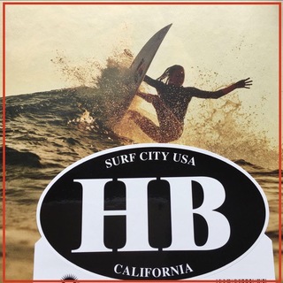 ハーレー(Hurley)のsurf city HBハンティントンビーチUS限定HBオーバルステッカー1点物(その他)