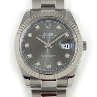 ロレックス(ROLEX)のロレックス Rolex 腕時計 デイトジャスト 126334G デイト 3針 ルーレット刻印 10ポイント ダイヤインデックス サンレイ スレート文字盤 フルーテッドベゼル オイスタースチール SS K18WG  自動巻き 【中古】(腕時計(アナログ))