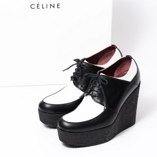 セリーヌ(celine)の■美品■CELINE セリーヌ バイカラー ウェッジソール シューズ  パンプス 靴 サイズ 35.5（22.5cm相当）イタリア製 ブランド古着【中古】20230321/GM9080(ハイヒール/パンプス)