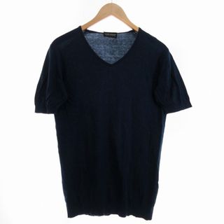 ジョンスメドレー(JOHN SMEDLEY)のJOHN SMEDLEY リブニット セーター Vネック S 紺 ネイビー(ニット/セーター)