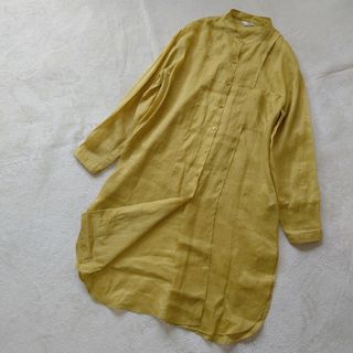 ブレス(BLESS)のブレス　ロングシャツ　ワンピース　バンドカラー　長袖　羽織　2way　麻100%(シャツ/ブラウス(長袖/七分))