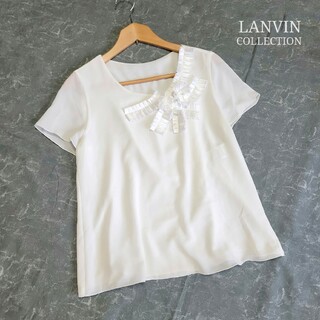 LANVIN COLLECTION - ランバンコレクション シアーカットソー 洗える ゆったり 40(L) 日本製