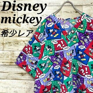 Disney - 【w406】一点物USA古着ディズニーミッキー半袖TシャツVネック激レアデザイン