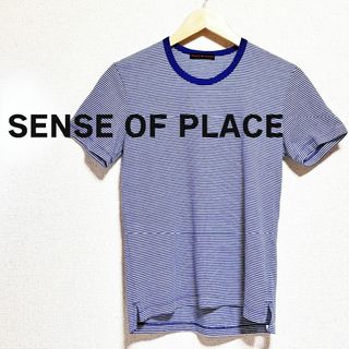 センスオブプレイスバイアーバンリサーチ(SENSE OF PLACE by URBAN RESEARCH)のSENSE OF PLACE　センスオブプレイス　Ｔシャツ　ボーダー　ブルー　白(Tシャツ(半袖/袖なし))