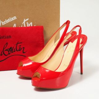 クリスチャンルブタン(Christian Louboutin)の■未使用品■Christian Louboutin クリスチャンルブタン《Private Number》パテント ミュール パンプス サイズ35.5（22cm相当)オープントゥ バックストラップ 赤 靴 イタリア製 20230413/GN0563(ハイヒール/パンプス)