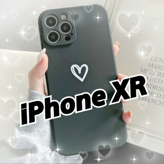 【iPhoneXR】iPhoneケース ブラック ハート 手書き 黒 シンプル(iPhoneケース)