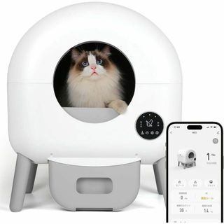 自動トイレ猫 自動猫トイレ スマートフォン管理 中立センサー付き 自動清掃 新品(猫)