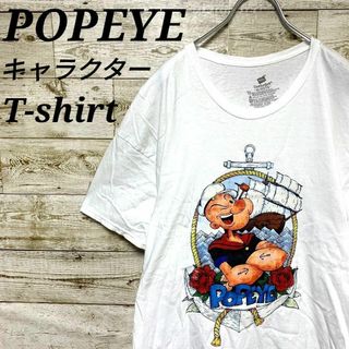 【w409】USA古着ポパイキャラクター半袖Tシャツヘインズボディーカットソー白(Tシャツ/カットソー(半袖/袖なし))