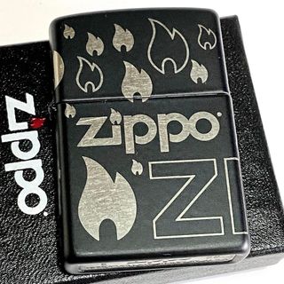 ジッポー(ZIPPO)のZippo ロゴ 炎 フレイム 360° デザイン 黒 艶消し ジッポーライター(タバコグッズ)