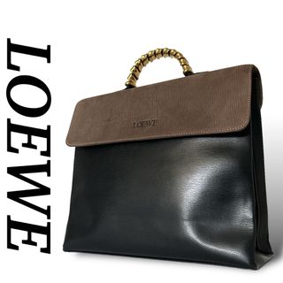 ロエベ(LOEWE)のロエベ　ハンドバッグ　ベラスケス　ツイストハンドル　ロゴ型押し　ゴールド金具　黒(ハンドバッグ)