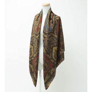 エトロ(ETRO)の■美品■ETRO エトロ 大判 ストール ショール スカーフ《135cm×135cm》ウール×シルク ペイズリー ブラウン イタリア製 アクセサリー ブランド古着【中古】20230512/GN1896(バンダナ/スカーフ)