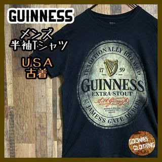 ルルギネス(LULU GUINNESS)の企業ロゴ ギネス ビール 酒 1759 ブラック M USA古着 半袖 Tシャツ(Tシャツ/カットソー(半袖/袖なし))