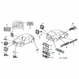 純正 ホンダ HONDA シビック EK9 タイプR リア ステッカー 1枚 (車外アクセサリ)