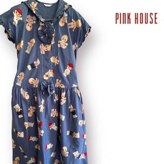 【極美品】PINK HOUSE キューピー柄 セーラーカラー ロングワンピース