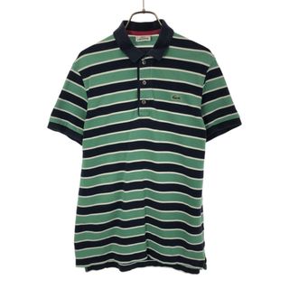 ラコステ(LACOSTE)のラコステ 日本製 ボーダー 半袖 ポロシャツ 4 グリーン×ネイビー LACOSTE 鹿の子 メンズ(ポロシャツ)