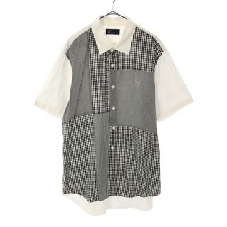 フレッドペリー(FRED PERRY)のフレッドペリー チェック 半袖 コットンシャツ L ホワイト×ブラック FRED PERRY メンズ(シャツ)