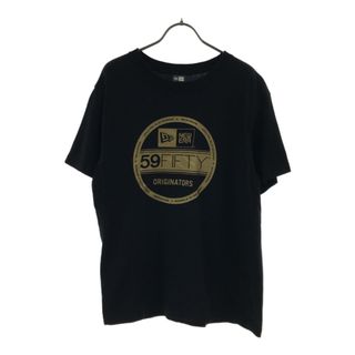 NEW ERA - ニューエラ プリント ロゴ刺繍 半袖 Tシャツ M ブラック NEW ERA メンズ