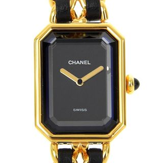 CHANEL - 【CHANEL】シャネル プルミエールS H0001 金メッキ×レザー ゴールド クオーツ アナログ表示 レディース 黒文字盤 腕時計