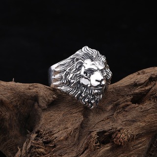 リング　指輪　メンズ　シルバーアクセ　ライオン　オープンリング　獅子