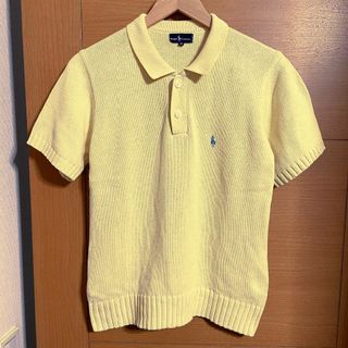 ラルフローレン(Ralph Lauren)のラルフローレン　ニットポロシャツ　半袖　綿ニット　レディースM(ポロシャツ)