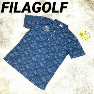 フィラ(FILA)の【新品】☆FILA☆半袖☆ポロシャツ☆ゴルフ☆吸水速乾☆UV☆ネイビー☆柄☆L(ウエア)