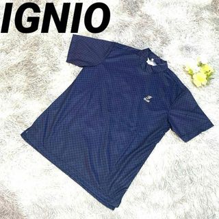 イグニオ(Ignio)の【新品】☆IGNIO☆半袖☆ポロシャツ☆ゴルフ☆吸水速乾☆UV☆ネイビー☆柄☆L(ウエア)