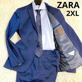 ザラ(ZARA)の【爽やか】ZARA　スーツ　ネイビー　1ボタン　タキシード　裏地総柄　2XL(セットアップ)