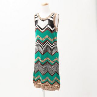 ミッソーニ(MISSONI)の■美品■Missoni ミッソーニ シェブロンニット ワンピース ドレス サイズ40 ジグザグ柄 イタリア製 ブランド古着【中古】20230516/GN3659(ニット/セーター)