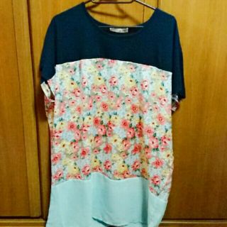 kanakana様専用 花柄 ミニワンピース Tシャツ flower(ミニワンピース)