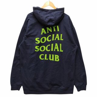 ANTI SOCIAL SOCIAL CLUB ロゴ プリント スウェット パーカー ネイビー サイズXXL 正規品 / B5355(パーカー)