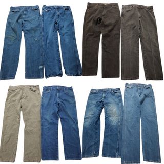 古着卸 まとめ売り Wrangler ラングラー パンツ 8枚セット (メンズ 38 ) ベージュ ブラウン インディゴ デニム MT3377(その他)