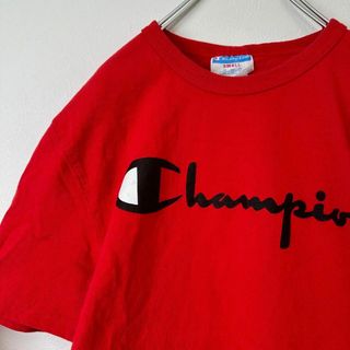 champion チャンピオン　BIGプリントロゴ　メンズ　半袖tシャツ 赤(Tシャツ/カットソー(半袖/袖なし))