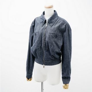 エンポリオアルマーニ(Emporio Armani)の■美品■2022SS■EMPORIO ARMANI エンポリオアルマーニ クロップド ジャケット ブルゾン レディース サイズ38 インディゴ ブランド古着【中古】20230526/GN4931(ブルゾン)