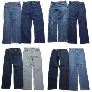 古着卸 まとめ売り Wrangler ラングラー パンツ 8枚セット (メンズ 34 ) ブランドタグ ブルー インディゴ MT3387(その他)