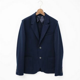 ランバン(LANVIN)のLANVIN ランバン コットンニット テーラードジャケット ブレザー メンズ サイズ46 カットオフ ネイビーブランド古着【中古】20230601/GN5455(テーラードジャケット)