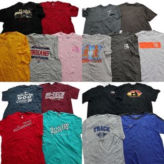 古着卸 まとめ売り カラーmix プリント 半袖Tシャツ 18枚セット (メンズ L /XL /2XL ) リンガーＴ カラーMIX 英字プリント ロゴ MT3465(その他)