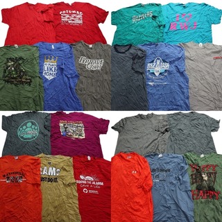 古着卸 まとめ売り カラーmix プリント 半袖Tシャツ 20枚セット (メンズ 2XL /3XL ) アンダーアーマー リンガーＴ 無地Ｔ カラーMIX MT3461(その他)