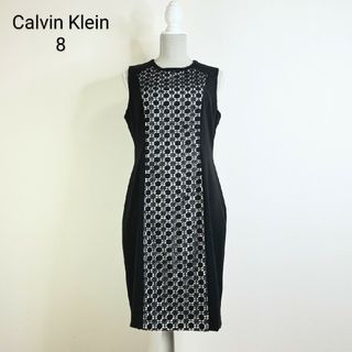 カルバンクライン(Calvin Klein)のカルバンクライン ワンピース黒フラワーレース(ひざ丈ワンピース)