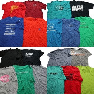 古着卸 まとめ売り カラーmix プリント 半袖Tシャツ 19枚セット (メンズ 2XL ) アンダーアーマー 無地 グリーン ブルー MT3596(その他)