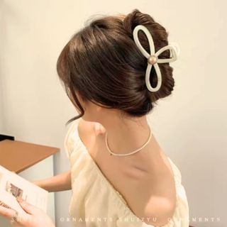 【SALE】バンスグリップ ホワイト 髪留め 白 韓国 女子(バレッタ/ヘアクリップ)